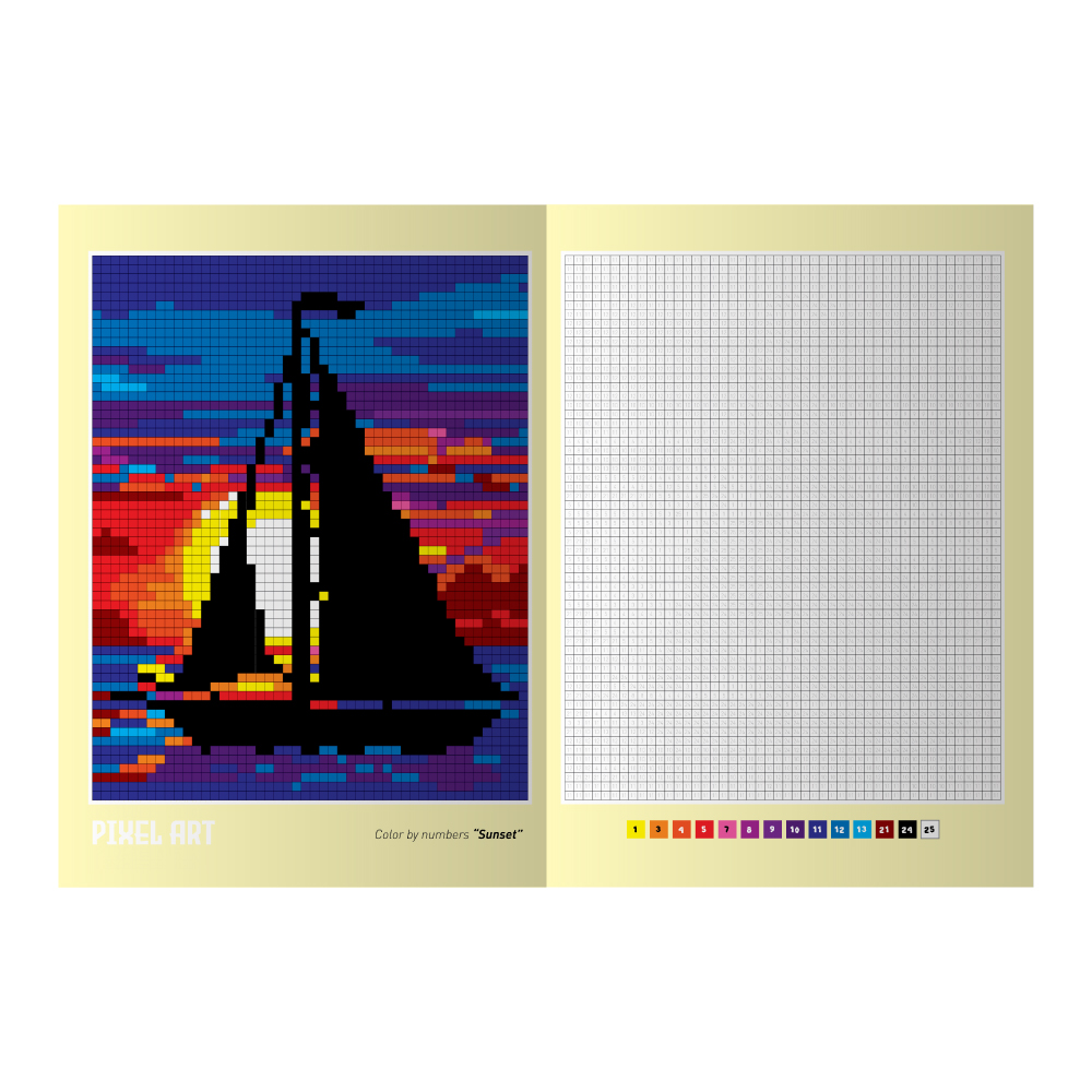 Coloring book "PIXEL ART" COLOR BY NUMBERS #1 