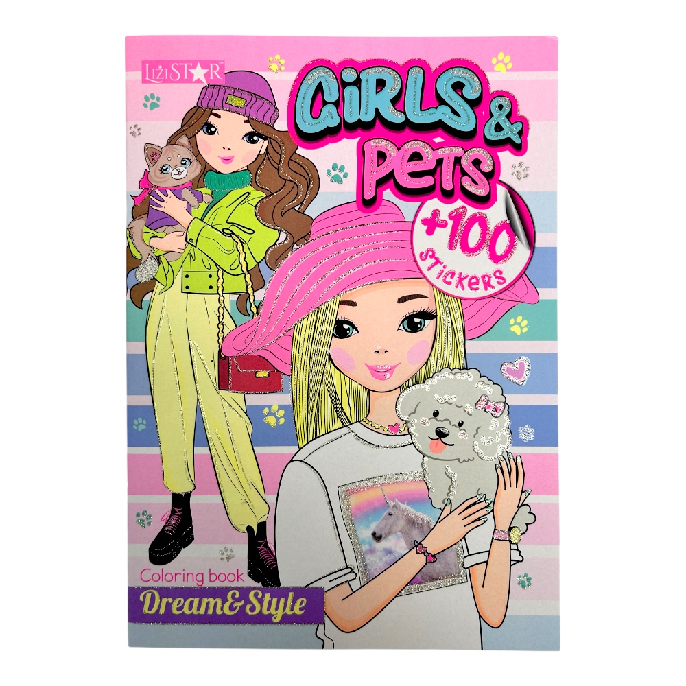"Dream&Style" розмальовка з наліпками "Girls&Pets" 