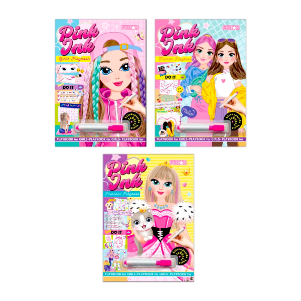 Багаторазова книга завдань для дівчаток "Pink Ink" із рожевим маркером МІКС